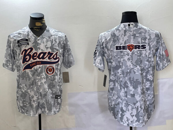 Men's Chicago Bears Camo With Patch Cool Base Stitched Baseball Jersey