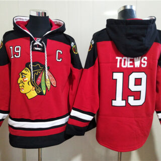 Men's Chicago Blackhawks #19 Jonathan Toews Red Ageless Must-Have Lace-Up Pullover Hoodie