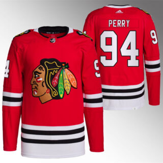 Men's Chicago Blackhawks #94 Corey Perry Red Stitched Hockey Jersey