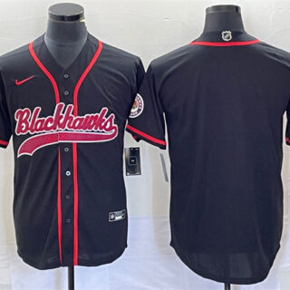 Men's Chicago Blackhawks Blank Black Cool Base Stitched Baseball Jersey