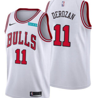 Men's Chicago Bulls #11 DeMar DeRozan White Swingman Stitched Basketball Jersey