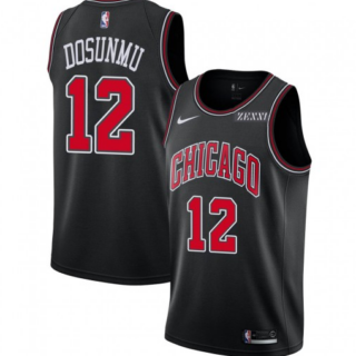 Men's Chicago Bulls #12 Ayo Dosunmu Black Stitched Basketball Jersey