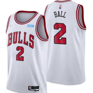 Men's Chicago Bulls #2 Lonzo Ball 75th Anniversary White Swingman Stitched Basketball Jersey