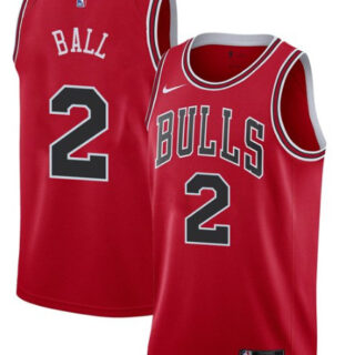 Men's Chicago Bulls #2 Lonzo Ball Jersey Red Jersey