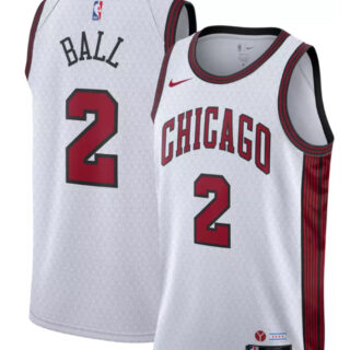 Men's Chicago Bulls #2 Lonzo Ball White 2022 23 City Edition Stitched Basketball Jersey