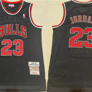 Men's Chicago Bulls #23 Michael Jordan 1997-98 Black Throwback Stitched Jersey