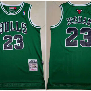 Men's Chicago Bulls #23 Michael Jordan Green Throwback Stitched Basketball Jersey