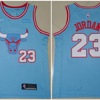 Men's Chicago Bulls #23 Michael Jordan Light Blue Stitched Basketball Jersey