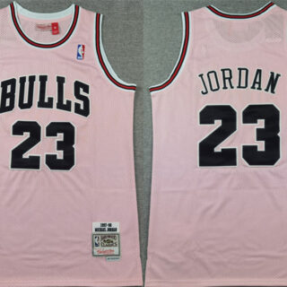 Men's Chicago Bulls #23 Michael Jordan Pink 1997-98 Stitched Basketball Jersey