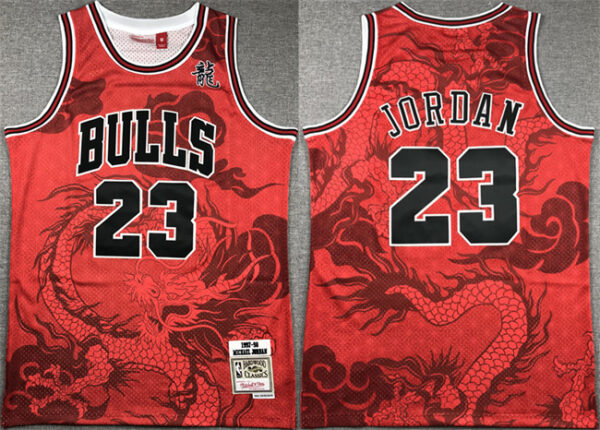 Men's Chicago Bulls #23 Michael Jordan Red 1997-98 Throwback Stitched Basketball Jersey