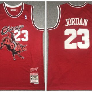 Men's Chicago Bulls #23 Michael Jordan Red Mitchell & Ness Juice Wrld Stitched Jersey