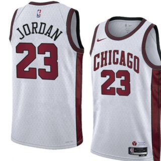 Men's Chicago Bulls #23 Michael Jordan White 2022 23 City Edition Stitched Basketball Jersey