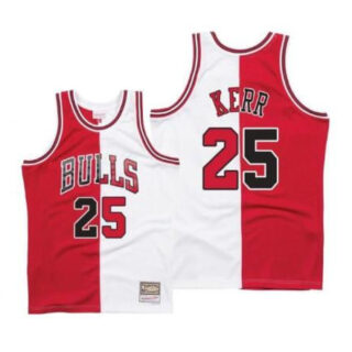 Men's Chicago Bulls #25 Steve Kerr White Red Throwback Stitched Jersey