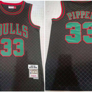 Men's Chicago Bulls #33 Scottie Pippen Black 1997-98 Finals Throwback Stitched Basketball Jersey