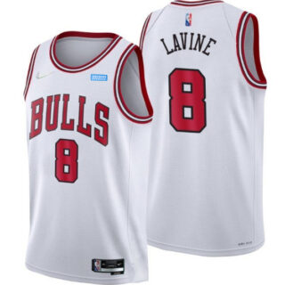 Men's Chicago Bulls #8 Zach LaVine 75th Anniversary White Swingman Stitched Basketball Jersey