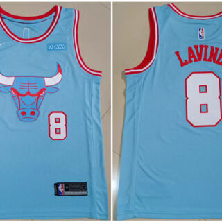 Men's Chicago Bulls #8 Zach LaVine Light Blue Stitched Basketball Jersey