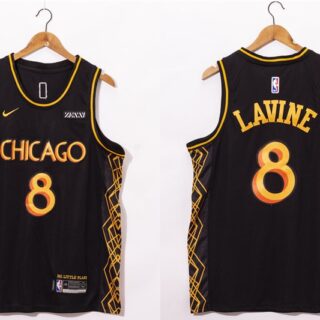 Men's Chicago Bulls #8 Zach LaVine NEW Black Nike 2021 Swingman City Edition Jersey