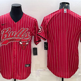 Men's Chicago Bulls Blank Red Cool Base Stitched Baseball JerseyS