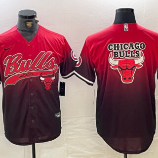 Men's Chicago Bulls Red Black With Patch Cool Base Stitched Baseball jerseys