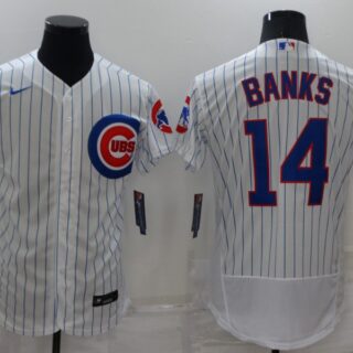 Men's Chicago Cubs #14 Ernie Banks White Flex Base Stitched Jersey