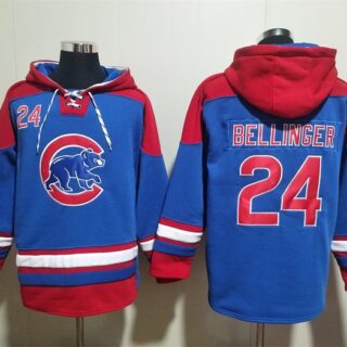 Men's Chicago Cubs #24 Cody Bellinger Royal Red Ageless Must-Have Lace-Up Pullover Hoodie