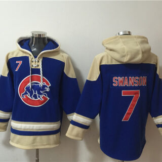 Men's Chicago Cubs #7 Dansby Swanson Ageless Must-Have Lace-Up Pullover Hoodie
