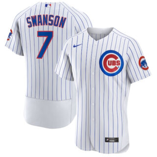 Men's Chicago Cubs #7 Dansby Swanson White Stitched Baseball Jersey