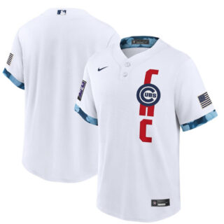 Men's Chicago Cubs Blank 2021 White All-Star Cool Base Stitched MLB Jersey