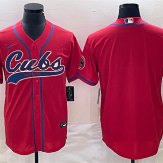 Men's Chicago Cubs Blank Red Cool Base Stitched Baseball Jersey