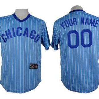 Men's Chicago Cubs Customized 1988 Light Blue Pinstripe Pullover Jersey