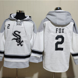 Men's Chicago White Sox #2 Nellie Fox White Ageless Must-Have Lace-Up Pullover Hoodie