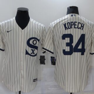 Men's Chicago White Sox #34 Michael Kopech 2021 Cream Field of Dreams Name Cool Base Stitched Nike Jersey