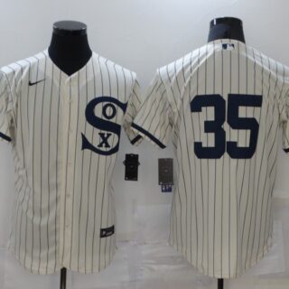 Men's Chicago White Sox #35 Frank Thomas 2021 Cream Navy Field of Dreams Flex Base Stitched Jersey