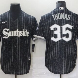 Men's Chicago White Sox #35 Frank Thomas Black 2021 City Connect Stitched MLB Cool Base Nike Jersey