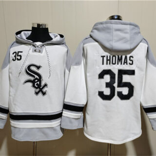 Men's Chicago White Sox #35 Frank Thomas White Ageless Must-Have Lace-Up Pullover Hoodie