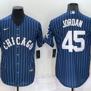 Men's Chicago White Sox #45 Michael Jordan Navy Cool Base Stitched Jersey