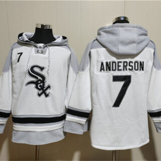 Men's Chicago White Sox #7 Tim Anderson White Ageless Must-Have Lace-Up Pullover Hoodie