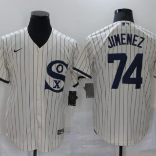 Men's Chicago White Sox #74 Eloy Jimenez 2021 Cream Field of Dreams Name Cool Base Stitched Nike Jersey