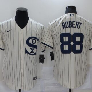 Men's Chicago White Sox #88 Luis Robert 2021 Cream Navy Field of Dreams Name Flex Base Stitched Jersey