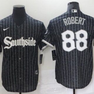 Men's Chicago White Sox #88 Luis Robert Black 2021 City Connect Stitched MLB Cool Base Nike Jersey