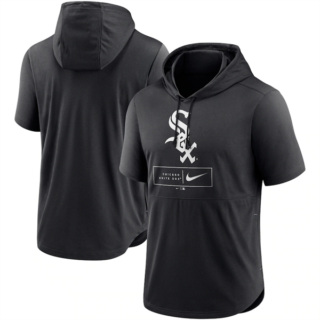 Men's Chicago White Sox Black Short Sleeve Pullover Hoodies