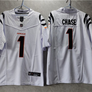 Men's Cincinnati Bengals #1 Ja'Marr Chase White 2023 F.U.S.E. Vapor Untouchable Limited Stitched Jersey