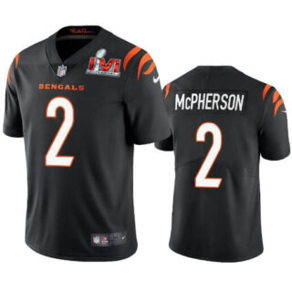 Men's Cincinnati Bengals #2 Evan McPherson 2022 Black Super Bowl LVI Vapor Limited Stitched Jersey