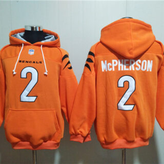 Men's Cincinnati Bengals #2 Evan McPherson Orange Pullover Hoodie