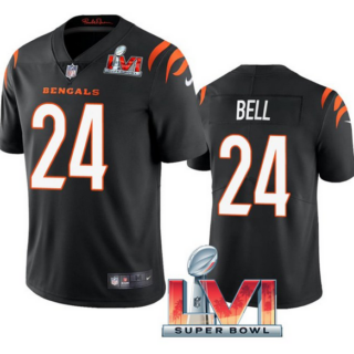 Men's Cincinnati Bengals #24 Vonn Bell 2022 Black Super Bowl LVI Vapor Limited Stitched Jersey