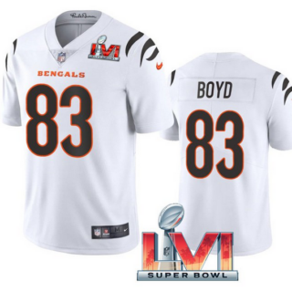Men's Cincinnati Bengals #83 Tyler Boyd 2022 White Super Bowl LVI Vapor Limited Stitched Jersey