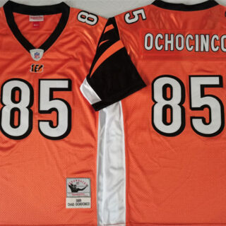 Men's Cincinnati Bengals #85 Chad Ochocinco Orange Throwback Stitched Jersey