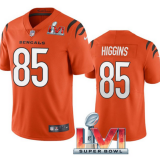 Men's Cincinnati Bengals #85 Tee Higgins 2022 Orange Super Bowl LVI Vapor Limited Stitched Jersey