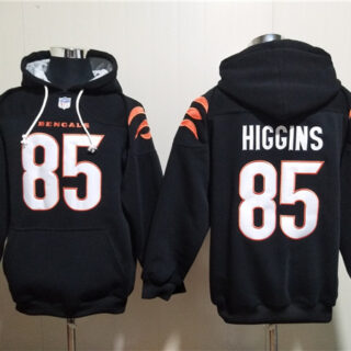 Men's Cincinnati Bengals #85 Tee Higgins Black Pullover Hoodie