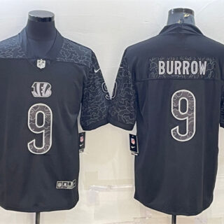 Men's Cincinnati Bengals #9 Joe Burrow Reflective Limited Stitched Jersey